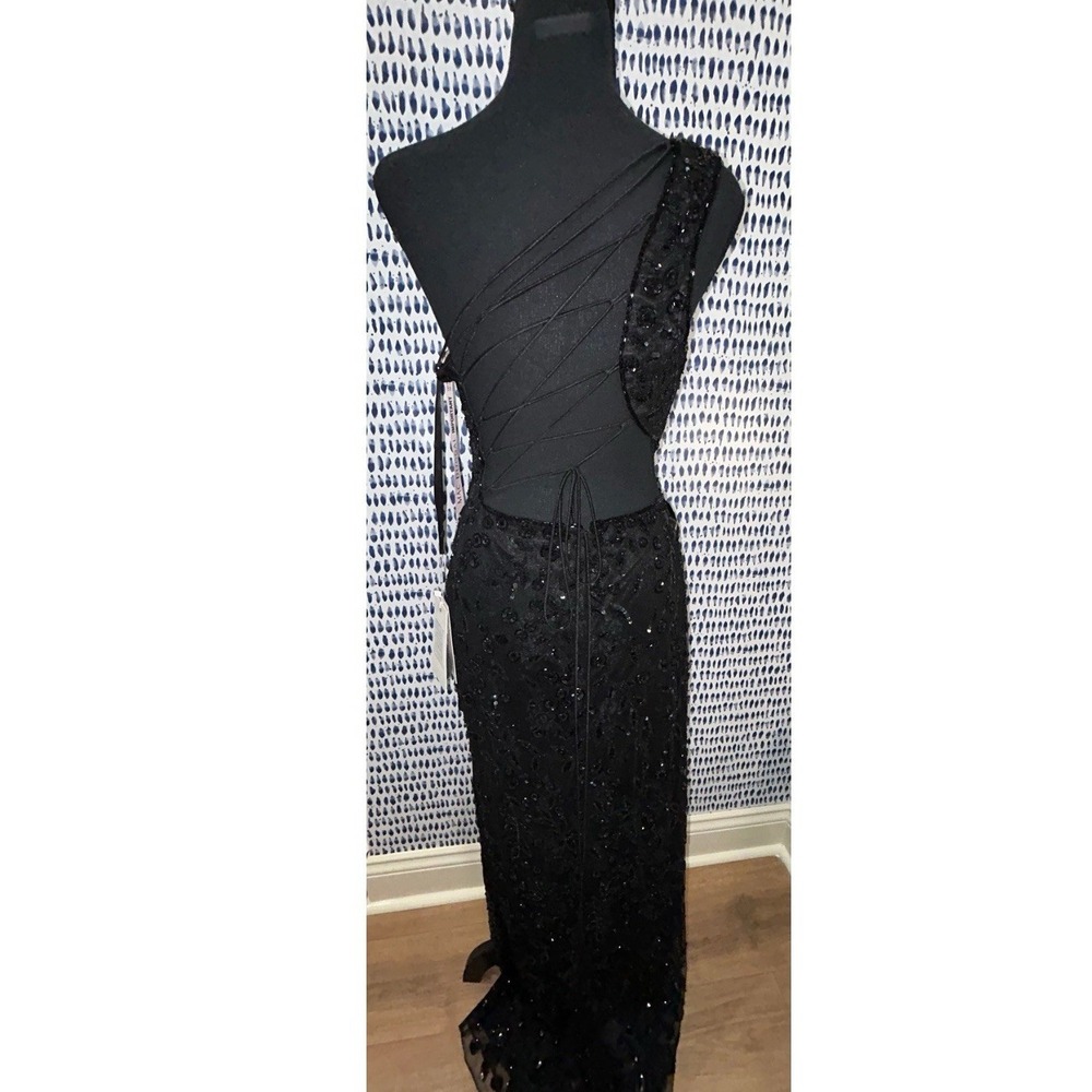 NWT Mac Duggal 6084‎ Strappy Back One-Shoulder Dress Size 8 - Picture 4 of 7